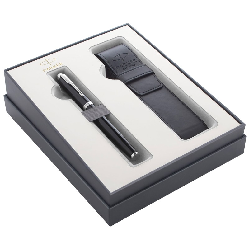 Набор Parker 2020: ручка перьевая Parker IM Core F321, Black CT (Перо M) + чехол для ручки