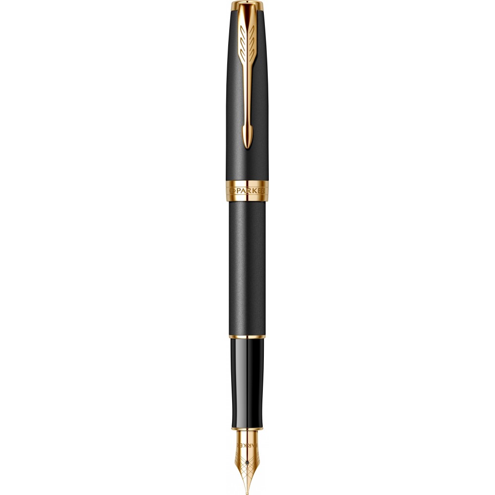 Подарочный набор: Перьевая ручка Parker Sonnet Core F528, Matte Black GT (Перо F) +  Ежедневник Premium, Black GS